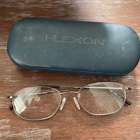 Flexon by Marchon shiny brown 600 wire full rim eyeglasses
